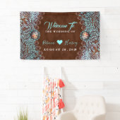 turquoise bruin cowboy land western bruiloft spandoek (Insitu)