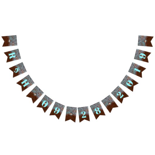 turquoise bruin cowboy land western bruiloft vlaggetjes (Alle)