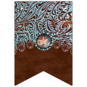 turquoise bruin cowboy land western bruiloft vlaggetjes (Eerste vlag)