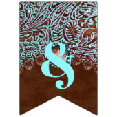 turquoise bruin cowboy land western bruiloft vlaggetjes (Derde vlag)