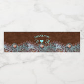 turquoise bruin cowboy land western bruiloft waterfles etiket (Enkel label)