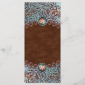 Turquoise bruin cowboy western huwelijksmenu menu (Achterkant)