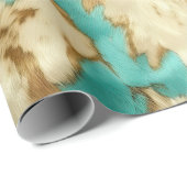 Turquoise bruin crème dierlijk Koeienhuid Western Cadeaupapier (Rol Hoek)