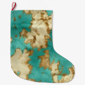 Turquoise bruin crème dierlijk Koeienhuid Western Grote Kerstsok (Voorkant)