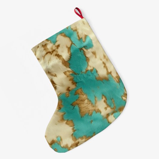 Turquoise bruin crème dierlijk Koeienhuid Western Grote Kerstsok (Achterkant (Hangend))