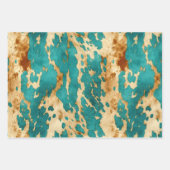 Turquoise bruin crème dierlijk Koeienhuid Western Inpakpapier Vel (Voorkant 2)