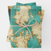 Turquoise bruin crème dierlijk Koeienhuid Western Inpakpapier Vel (In situ)