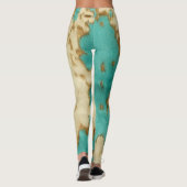 Turquoise bruin crème dierlijk Koeienhuid Western Leggings (Achterkant)