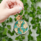 Turquoise bruin crème dierlijk Koeienhuid Western Sleutelhanger (Hand)