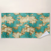 Turquoise bruin crème dierlijk Koeienhuid Western Strandlaken (Voorkant)