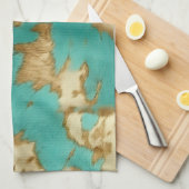 Turquoise bruin crème dierlijk Koeienhuid Western Theedoek (Quarter Fold)