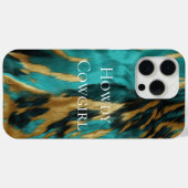 Turquoise Bruin Goud Koeienhuid Case-Mate iPhone Case (Achterkant (horizontaal))
