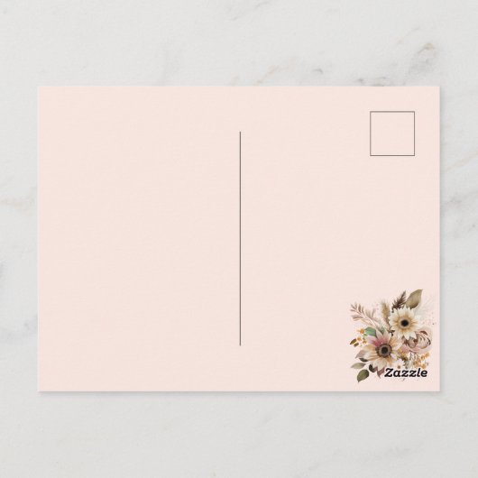 Turquoise Bruin Goud Koeienhuid Deer Antlers Flora Briefkaart (Achterkant)