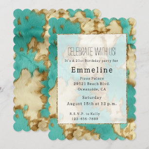 Turquoise Bruin Koeienhuid Western Cowgirl Kaart