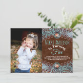 turquoise bruin land western Verjaardagsfeest Kaart (Staand voorkant)