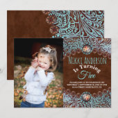 turquoise bruin land western Verjaardagsfeest Kaart (Voorkant / Achterkant)