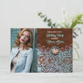 turquoise bruin land western verjaardagsfeestje kaart (Staand voorkant)