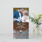 turquoise bruin land westerne bruiloft dank u bedankkaart