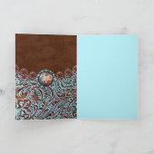 turquoise bruin land westerne bruiloft dank u bedankkaart (Binnen)