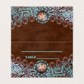 turquoise bruin land westerne bruiloft Place Card Visitekaartje (Buitenkant ongevouwen)