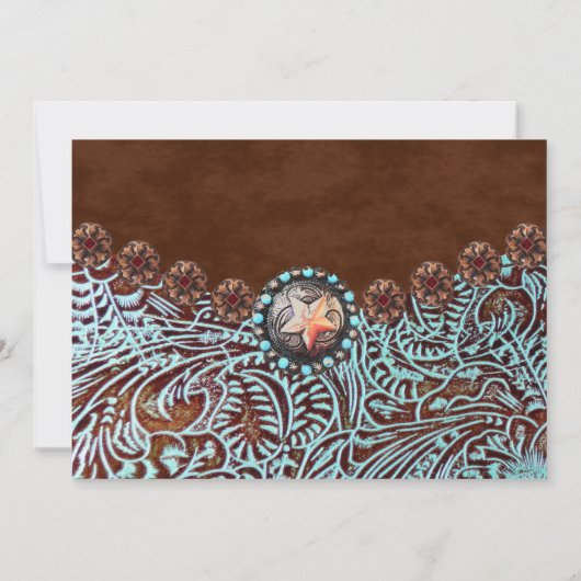 turquoise bruin land westerne Geboorteaankondiging Aankondiging (Achterkant)