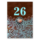 turquoise bruin land westerne huwelijkstafel kaart (Achterkant)