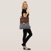 Turquoise bruin lederen cowboyland western tote bag (Op model)