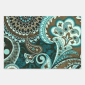 Turquoise Bruin Paisley 2022 Inpakpapier Vel (Voorkant)