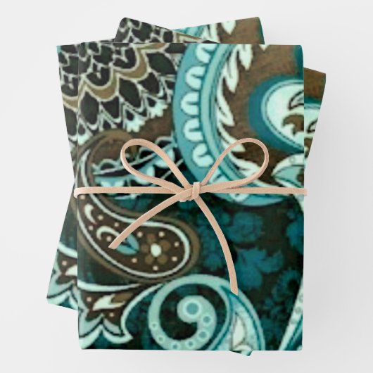 Turquoise Bruin  Paisley 2022 Inpakpapier Vel (In situ)
