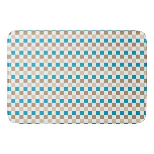 TURQUOISE BRUIN TAN CHECK PATROON BADMAT (Voorkant)
