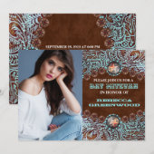 turquoise bruin western land BAT MITZVAH Kaart (Voorkant / Achterkant)