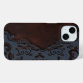 turquoise bruin western land bewerkt leder Case-Mate iPhone case (Achterkant (horizontaal))