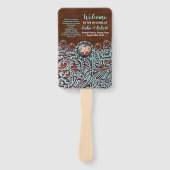 turquoise bruin western land bruiloft programma's handwaaier (Voorkant)