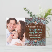 turquoise bruin western land kerstfoto feestdagenkaart (Staand voorkant)