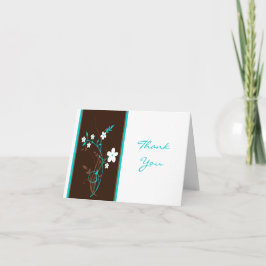 Turquoise, Bruin, Witte Bloemen Bedankkaart