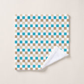TURQUOISE BRUINE & BRUINE PATRONEN BAD HANDDOEK (Wasdoekje)