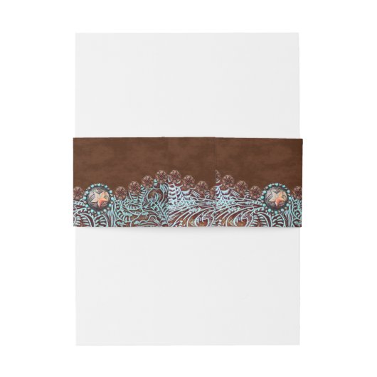 turquoise bruine cowboy country western bruiloft uitnodigingen wikkel (Achterkant Voorbeeld)