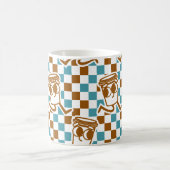 Turquoise & Bruine Koffie Check Koffiemok (Center)