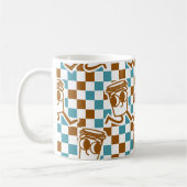 Turquoise & Bruine Koffie Check Koffiemok (Links)