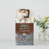 turquoise bruine western country kerst foto feestdagenkaart (Staand voorkant)