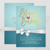 Turquoise Brunch & Bubble Bridal Shower Invitation Kaart (Voorkant / Achterkant)