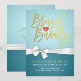 Turquoise Brunch & Bubble Bridal Shower Invitation Kaart