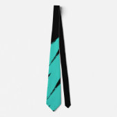 Turquoise Brush Stroke Modern Black Background Stropdas (Voorkant)