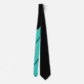 Turquoise Brush Stroke Modern Black Background Stropdas (Achterkant)