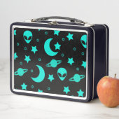 Turquoise buitenaards patroon met sterren en manen (In situ)