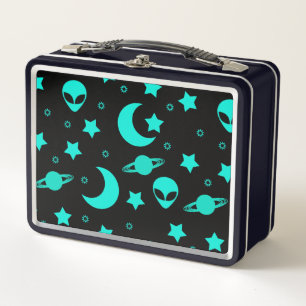 Turquoise Buitenalienpatroon met Sterren en Manen