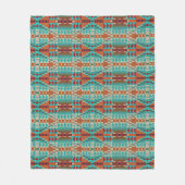 Turquoise Burnt Oranje Brown Mosaic Art Patroon Fleece Deken (Voorkant)