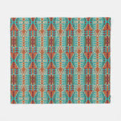 Turquoise Burnt Oranje Brown Mosaic Art Patroon Fleece Deken (Voorkant (Horizontaal))