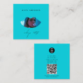 Turquoise Business Logo Foto Make-up Artiest Lip Vierkante Visitekaartje (Voorkant / Achterkant)