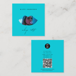 Turquoise Business Logo Foto Make-up Artiest Lip Vierkante Visitekaartje